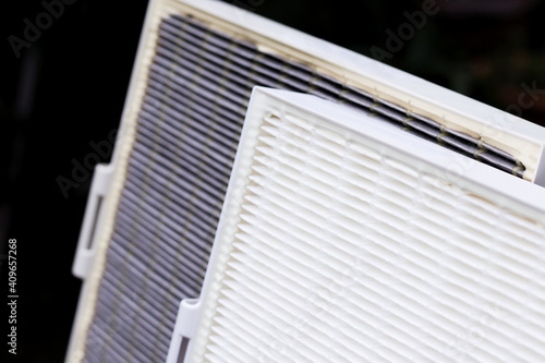 Air purifier filter compare new and old.