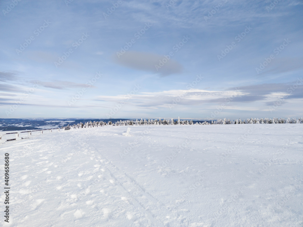 Beautiful view over Rhön in winter