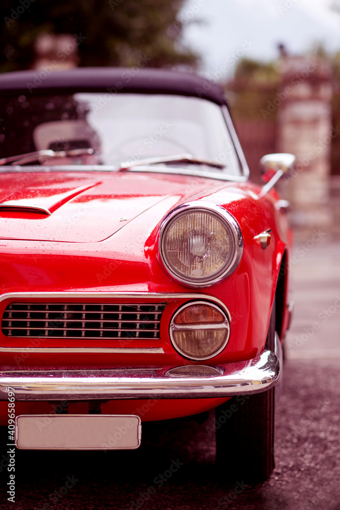 red retro car
