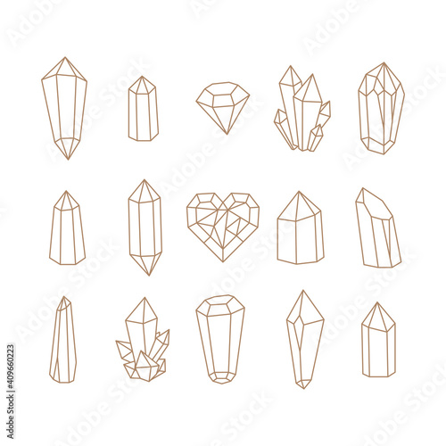 Set of crystals. Vector illustration