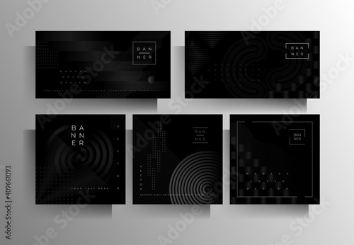 Cover for a banner, poster, flyer, brochure, card, folder a set of templates of different formats. Geometric strict vector design in black colors.