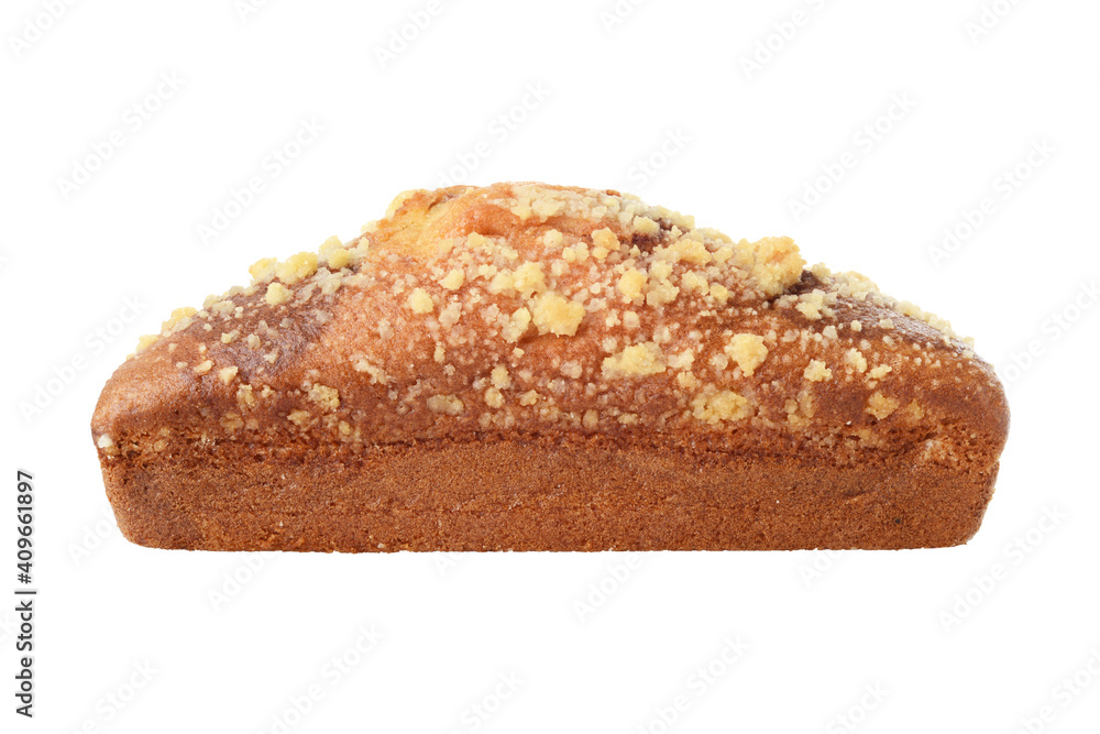closeup isolated cinnamon loaf cake on white closeup isolated cinnamon loaf cake on white