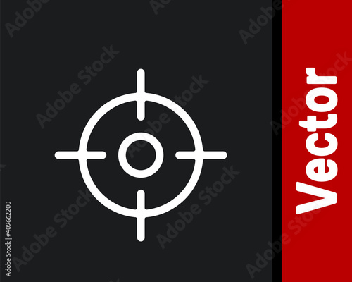 White Target sport icon isolated on black background. Clean target with numbers for shooting range or shooting. Vector Illustration.