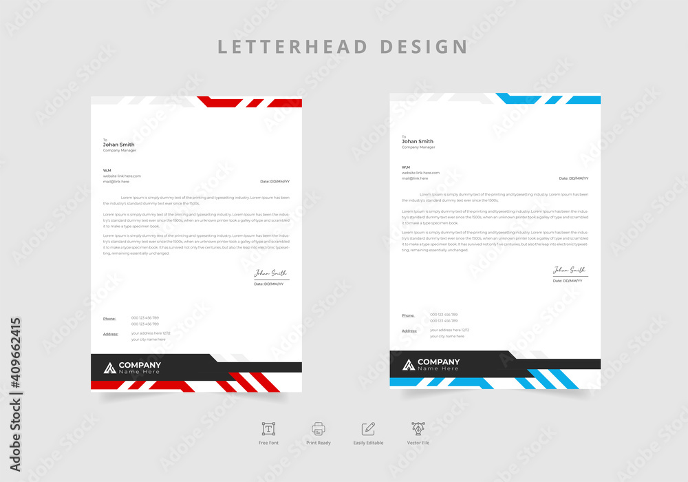 Modern business letterhead design template Vector