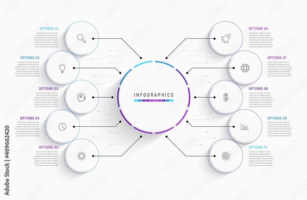 Vector Infographic label design template with icons and 10 options or steps. Can be used for process diagram, presentations, workflow layout, banner, flow chart, info graph. Vector Infographic label design template with icons and 10 options or steps. Can be used for process diagram, presentations, workflow layout, banner, flow chart, info graph.