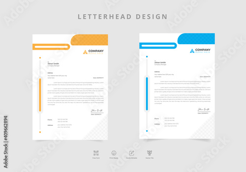 Modern company business letterhead template with red & black shapes Vector