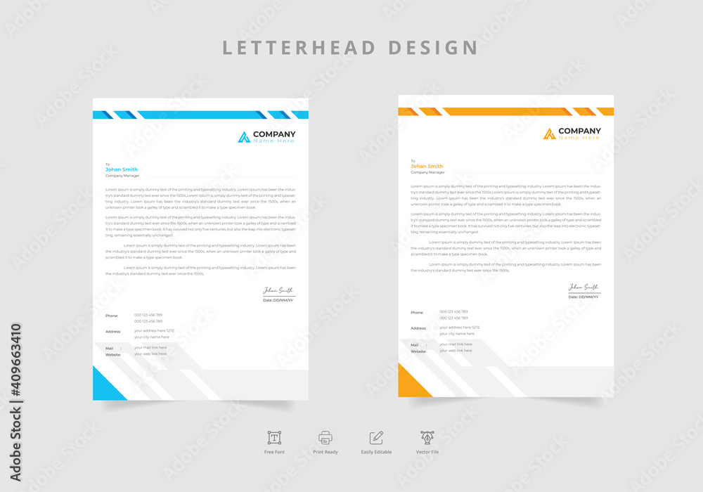 Two modern letterhead template design for business identity Vector