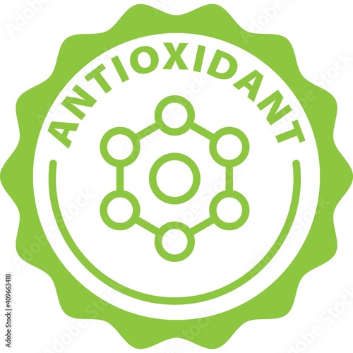 antioxidant green badge rounded outline stamp icon