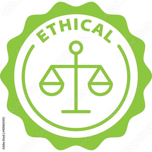 ethical green badge rounded outline stamp icon