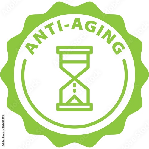 anti-aging green badge rounded outline stamp icon