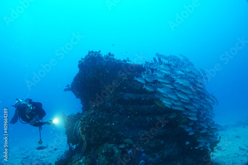 Diving in the Caribbean at the RMS Rhone, beautiful environment with beautiful animals, the ship sank 1867 at Salt Island and 123 people lost there lives, 
