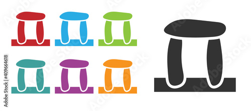 Black Stonehenge icon isolated on white background. Set icons colorful. Vector.