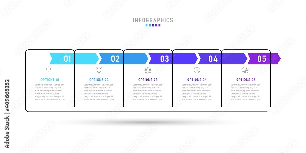 Vector Infographic label design template with icons and 5 options or steps. Can be used for process diagram, presentations, workflow layout, banner, flow chart, info graph.