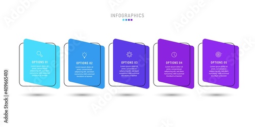 Vector Infographic label design template with icons and 5 options or steps. Can be used for process diagram, presentations, workflow layout, banner, flow chart, info graph.