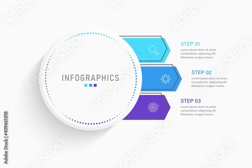 Vector Infographic label design template with icons and 3 options or steps. Can be used for process diagram, presentations, workflow layout, banner, flow chart, info graph.