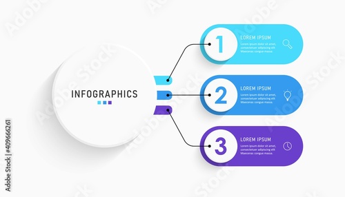 Vector Infographic label design template with icons and 3 options or steps. Can be used for process diagram, presentations, workflow layout, banner, flow chart, info graph.