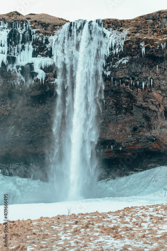 Water falls in the middle of the forest photo