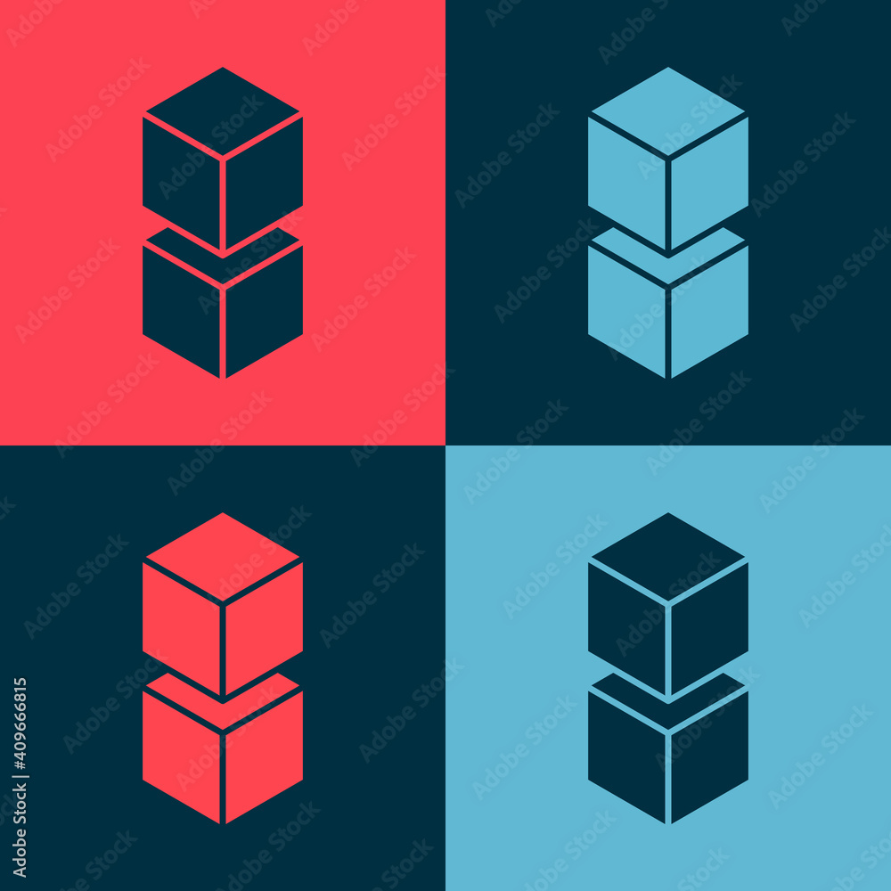 Pop art Blockchain technology icon isolated on color background. Cryptocurrency data. Abstract geometric block chain network technology business. Vector. Pop art Blockchain technology icon isolated on color background. Cryptocurrency data. Abstract geometric block chain network technology business. Vector.