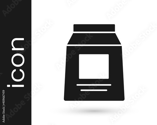 Black Sports nutrition bodybuilding proteine power drink and food icon isolated on white background. Vector.