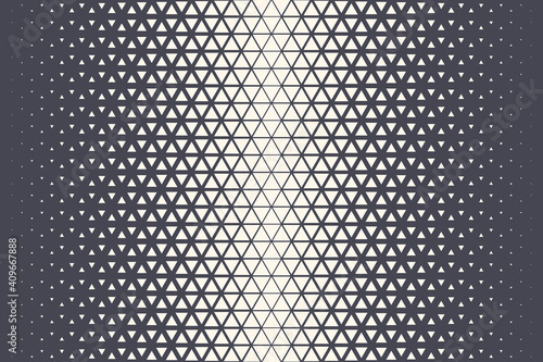 Vector Halftone Triangle Shapes Geometric Technology Extreme Sports Abstract Background. Half Tone Triangular Retro Simple Pattern Backdrop. Minimal 80s Style Trigon Dynamic Tech Wallpaper
