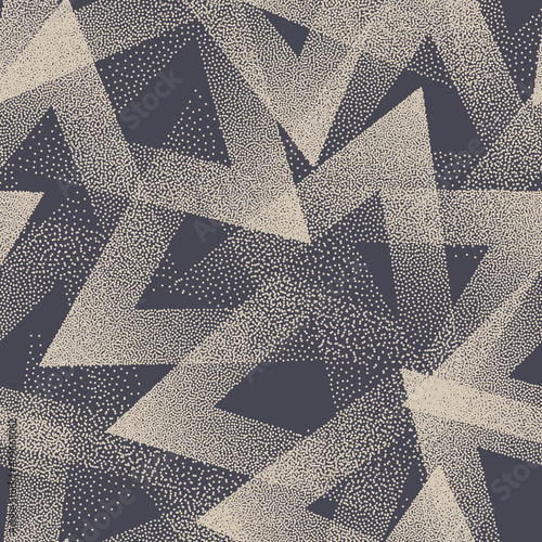 Stippled Texture Trendy Seamless Pattern Vector Retro Abstract Background. Handmade Tileable Geometric Dotted Grunge Repetitive Wallpaper. Bizarre Art Illustration