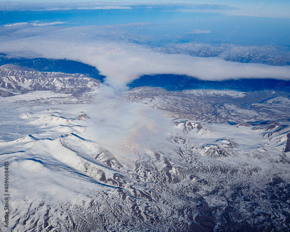 Flight over the Caucasus mountains by plane. Flight over the Caucasus mountains by plane.