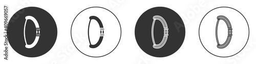 Black Medieval bow icon isolated on white background. Medieval weapon. Circle button. Vector.