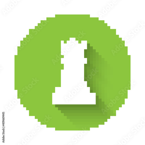 White Chess icon isolated with long shadow. Business strategy. Game, management, finance. Green circle button. Vector.