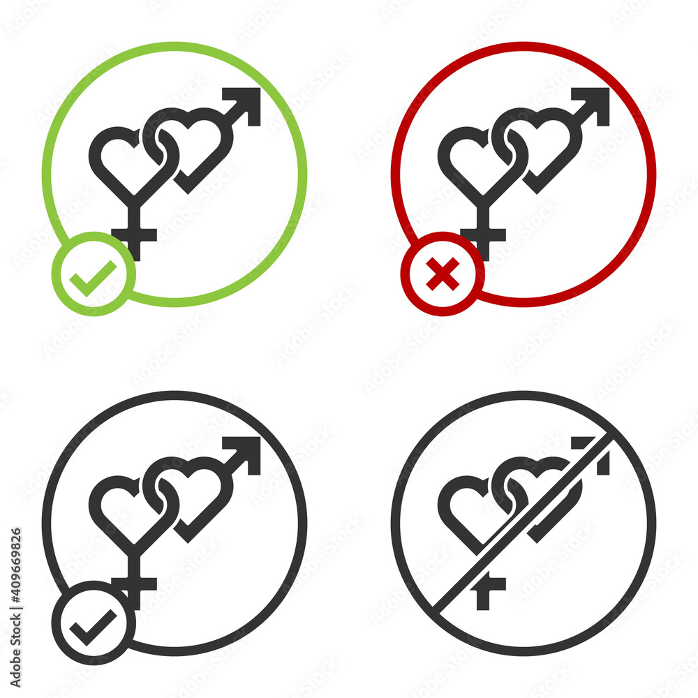 Black Gender icon isolated on white background. Symbols of men and women. Sex symbol. Circle button. Vector.