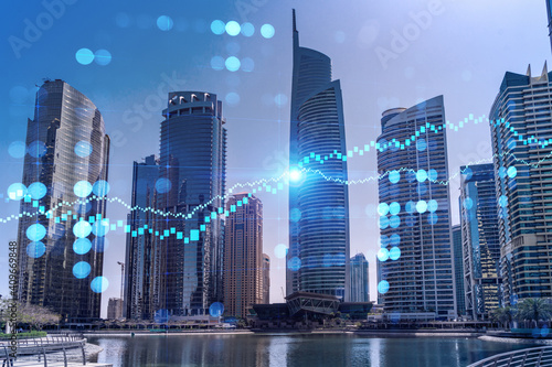 Canvas Print Skyscrapers of Dubai business downtown