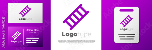 Logotype Fire escape icon isolated on white background. Pompier ladder. Fireman scaling ladder with a pole. Logo design template element. Vector.