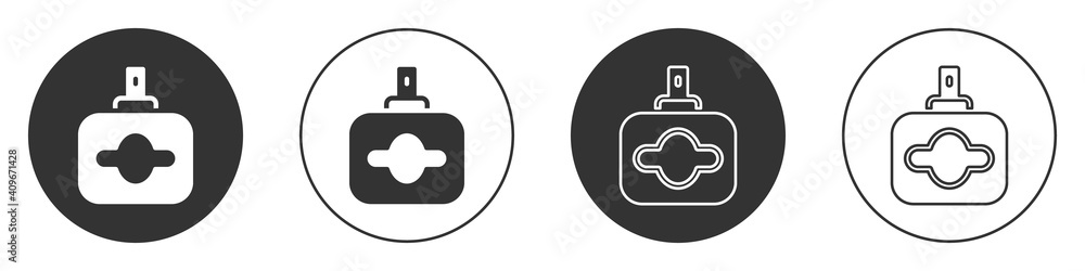 Black Perfume icon isolated on white background. Circle button. Vector. Black Perfume icon isolated on white background. Circle button. Vector.