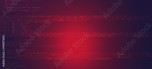 Abstract Technology Binary Code Dark Red Background. Cyber Attack, Ransomware, Malware, Scareware Concept.