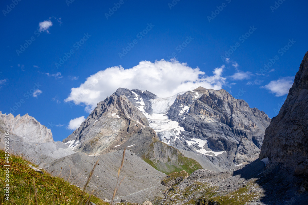 Grande Casse Alpine glacier landscape in French alps.