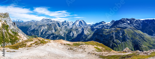 Mountain glaciers landscape view from the Petit Mont Blanc in Pralognan la Vanoise, French alps © daboost