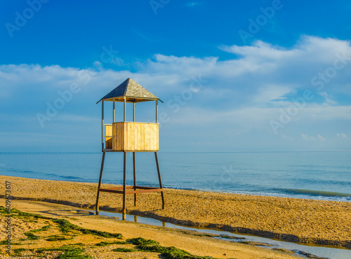 Lifeguard tower on the beach. © Сергей Лаврищев