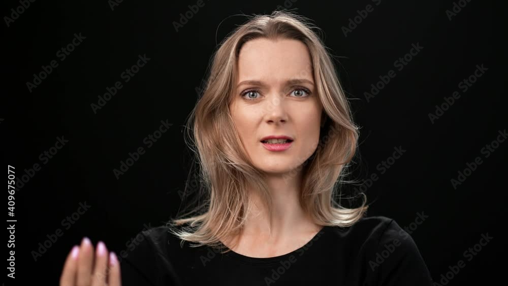 Portrait of female looking to dry hair ends having hormonal health problem. 4k Dragon RED camera Portrait of female looking to dry hair ends having hormonal health problem. 4k Dragon RED camera