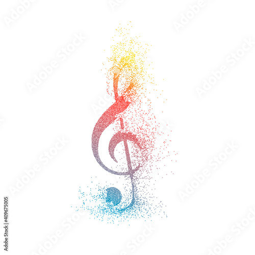 Bright multi-colored treble clef.Musical concert.Vector illustration.