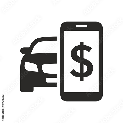 Car sales icon. Buying a car. Car value. Car running costs. Vector icon isolated on white background.