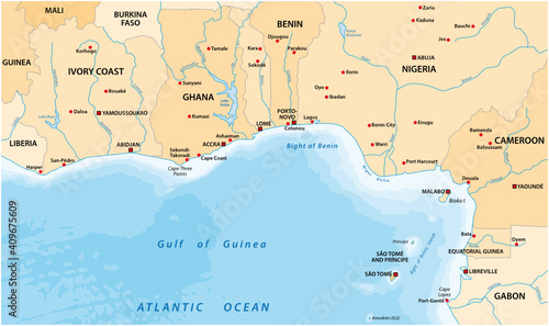 vector map of the Gulf of Guinea in West Africa