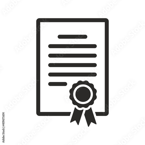 Certificate icon. Achievement, award, grant, diploma. Vector icon isolated on white background. photo