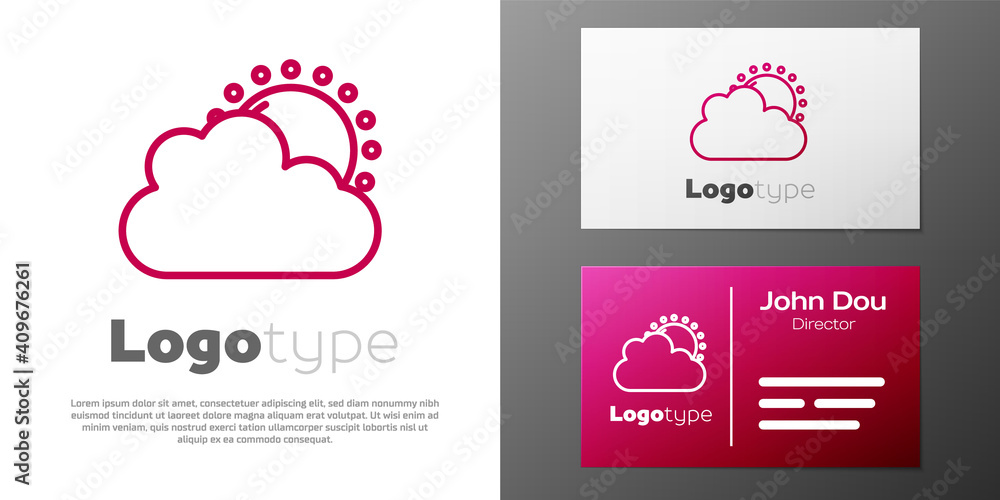 Logotype line Sun and cloud weather icon isolated on white background. Logo design template element. Vector.
