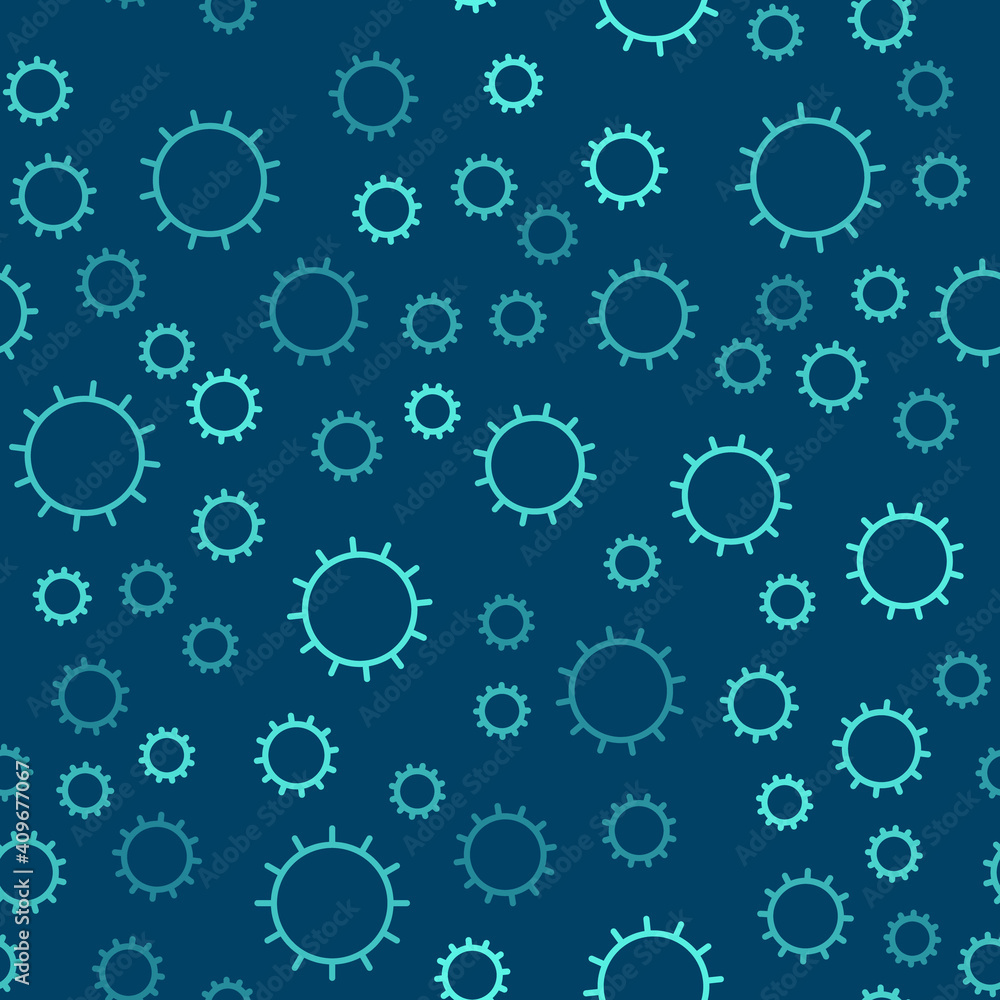 Green line Sun icon isolated seamless pattern on blue background. Summer symbol. Good sunny day. Vector. Green line Sun icon isolated seamless pattern on blue background. Summer symbol. Good sunny day. Vector.