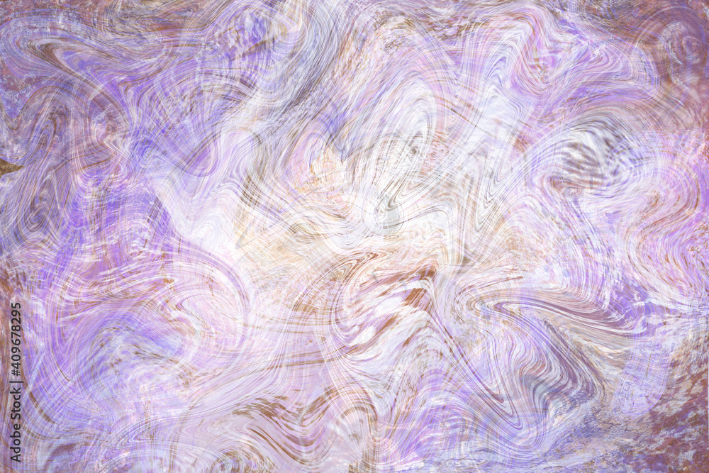 Obraz premium Beige violet fluid illustration. Digital marbling card. Abstract pastel fluid art background. Marble textile print
