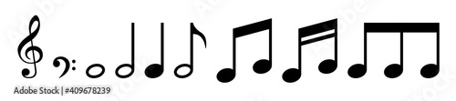 Collection of Music notes. Musical key signs. Vector symbols on white background. Vector illustration. EPS 10 photo