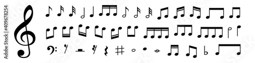 Collection of Music notes. Musical key signs. Vector symbols on white background. Vector illustration. EPS 10