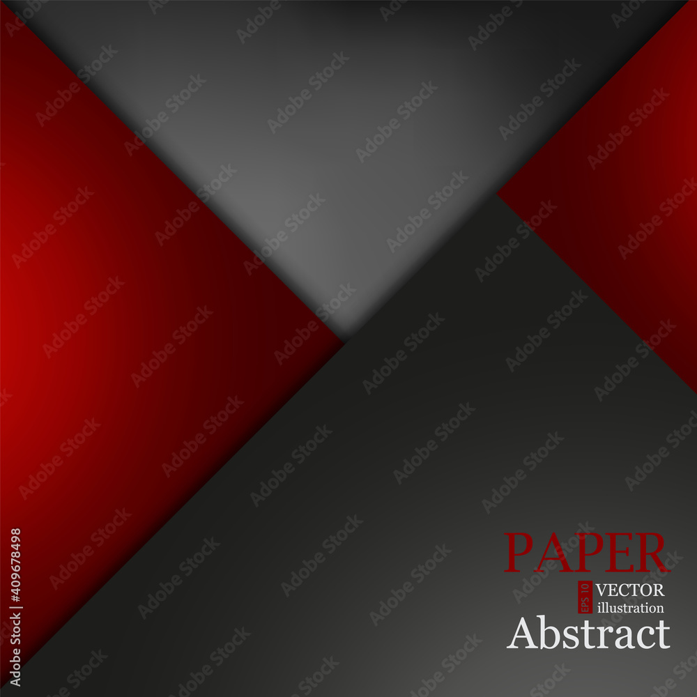 Red triangle vector background geometric overlap layer on black space for text and background design
