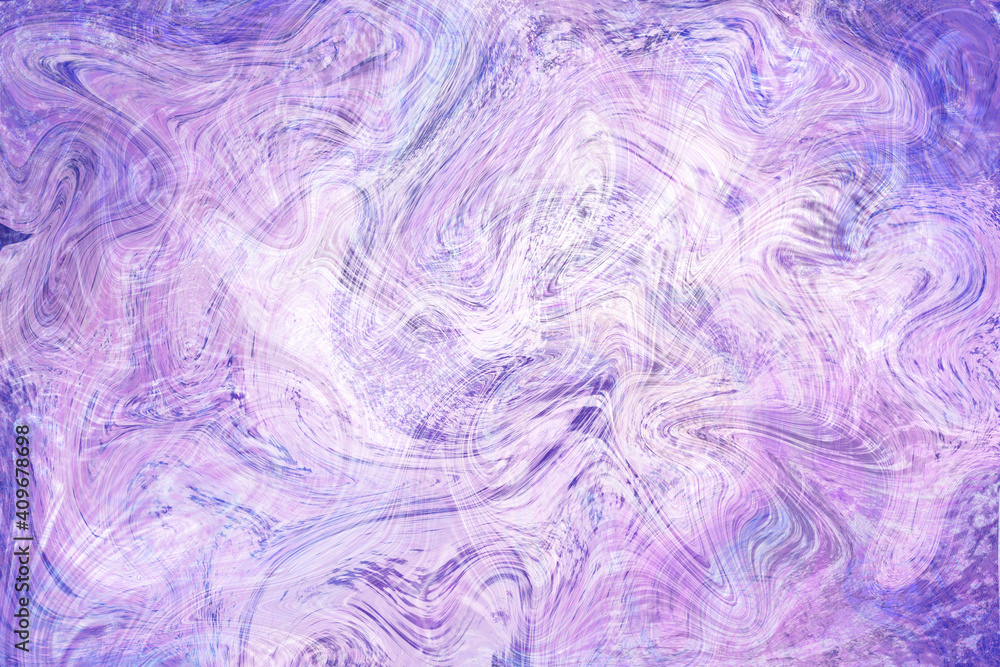 Obraz premium Blue violet fluid illustration. Digital marbling card. Abstract pastel fluid art background. Marble textile print