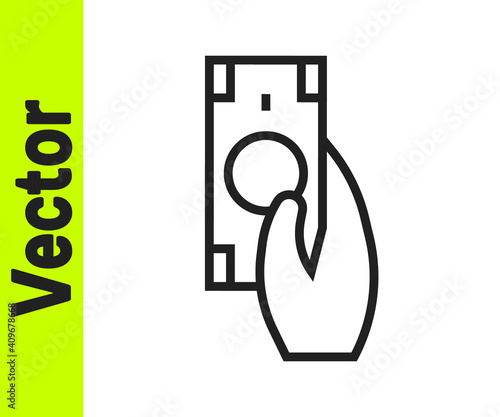 Black line Fast payments icon isolated on white background. Fast money transfer payment. Financial services, fast loan, time is money, cash back concept. Vector.