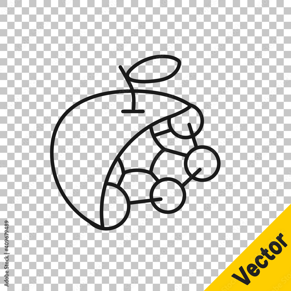 Black line Biological structure icon isolated on transparent background. Genetically modified organism and food. Vector. Black line Biological structure icon isolated on transparent background. Genetically modified organism and food. Vector.